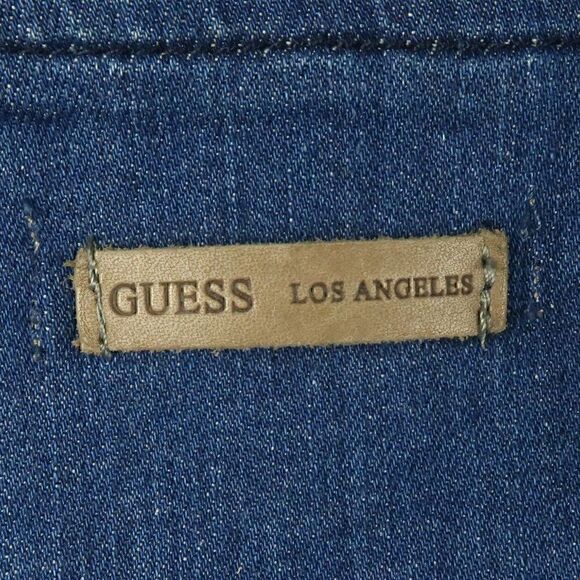 GUESS  ELLA BLUE DENIM FLARE LEG ADJUSTABLE STRAP TIE WAIST JUMPSUIT OVERALLS - Picture 6 of 16